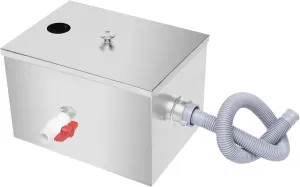 Commercial Grease Trap Grease Trap Cleaner For Restaurants Under Sink Stainless Steel Interceptor Oil-Water Separator for Canteen Home Kitchen 4.3gal.13.8x9.8x9''