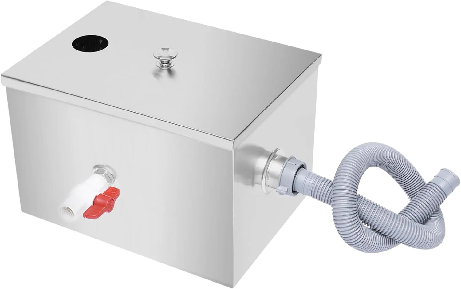 Commercial Grease Trap Grease Trap Cleaner For Restaurants Under Sink Stainless Steel Interceptor Oil-Water Separator for Canteen Home Kitchen 4.3gal.13.8x9.8x9''