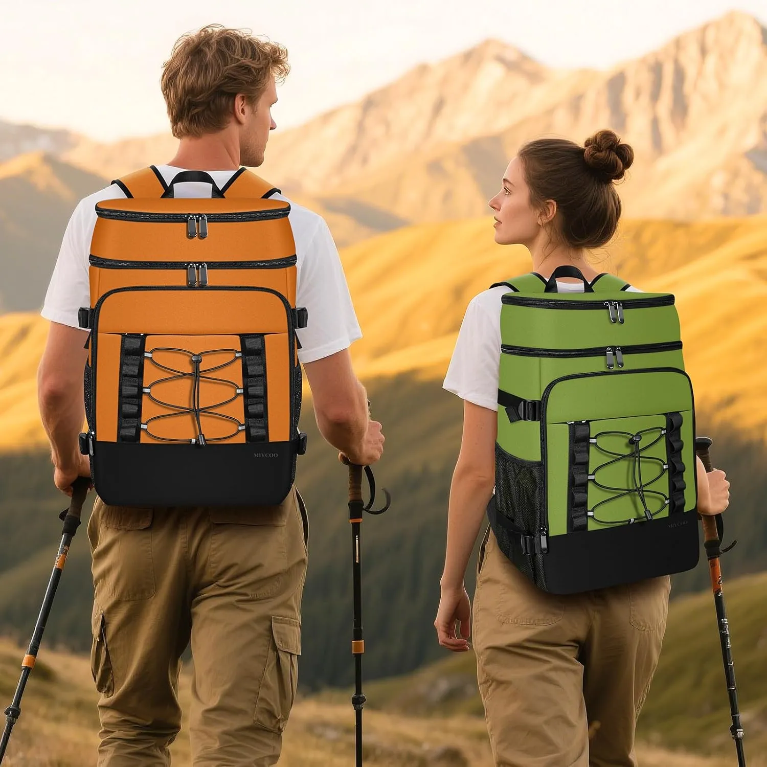 Cooler Backpack - 40 Cans Insulated Backpack Cooler for Men & Women, Portable 2 Leak Proof Compartments Coolers Bag for Picnic, Lunch, Hiking, BBQ Camping and Beach - MIYCOO
