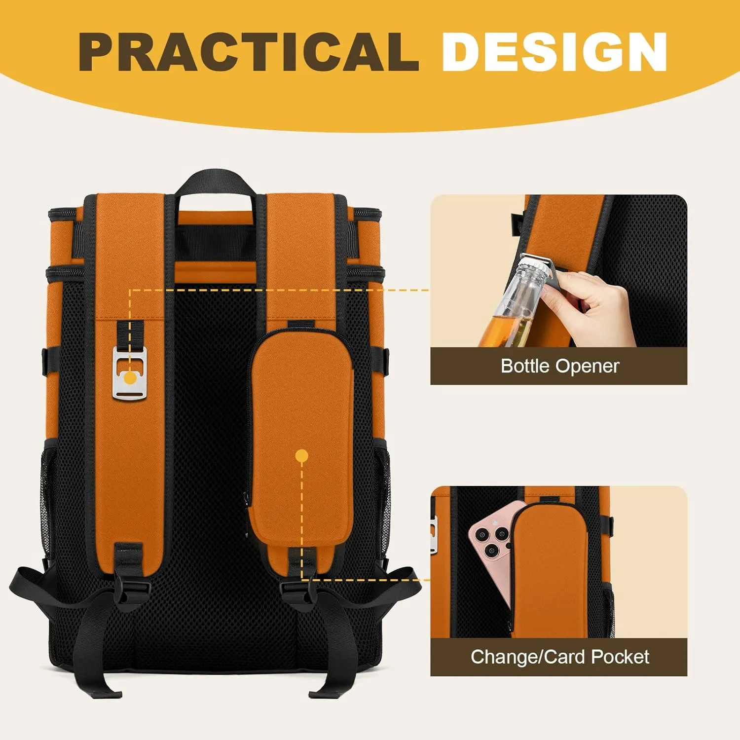 Cooler Backpack - 40 Cans Insulated Backpack Cooler for Men & Women, Portable 2 Leak Proof Compartments Coolers Bag for Picnic, Lunch, Hiking, BBQ Camping and Beach - MIYCOO