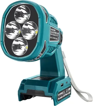 Cordless LED Work Light for Makita 18V Battery 1120LM LED Outdoor Spotlight Flashlight with Red&White 4 Modes, Pivoting Head for Jobsite, Handheld Spot Light for Outdoor(No Battery)