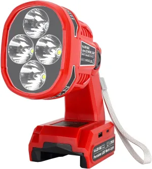 Cordless LED Work Light for Milwaukee M18 18V Battery 1120LM LED Outdoor Spotlight Flashlight with Red&White 4 Modes, Pivoting Head for Jobsite, Handheld Spot Light for Outdoor(No Battery)