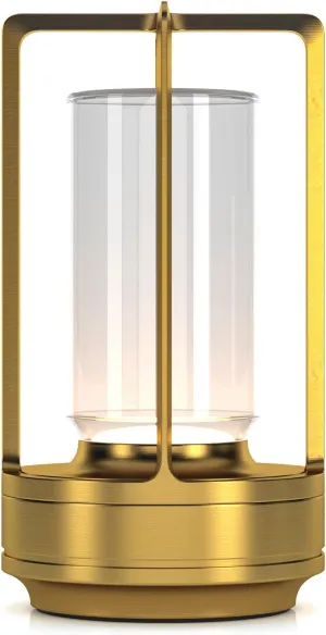 Cordless Portable LED Table Lamp, Rechargeable Battery Operated Desk Lamp with Touch Sensor, 3-Way Dimmable Suitable for Bars/Cafes/Restaurants/Bedrooms/Camping (Gold)