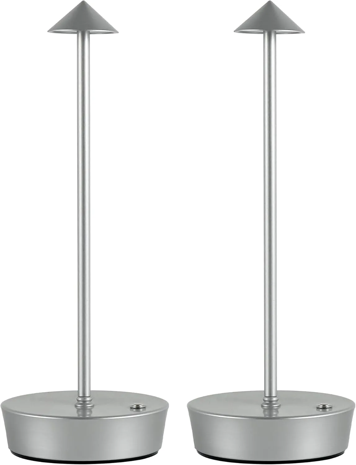 Cordless Table Lamps,LED Rechargeable Desk Lamp,Portable Modern USB Battery Operated Lights,Outdoor Waterproof Touch Dimmable,for Patio,Restaurant,Bar,Camping,Dining Home Set of 2 Silver