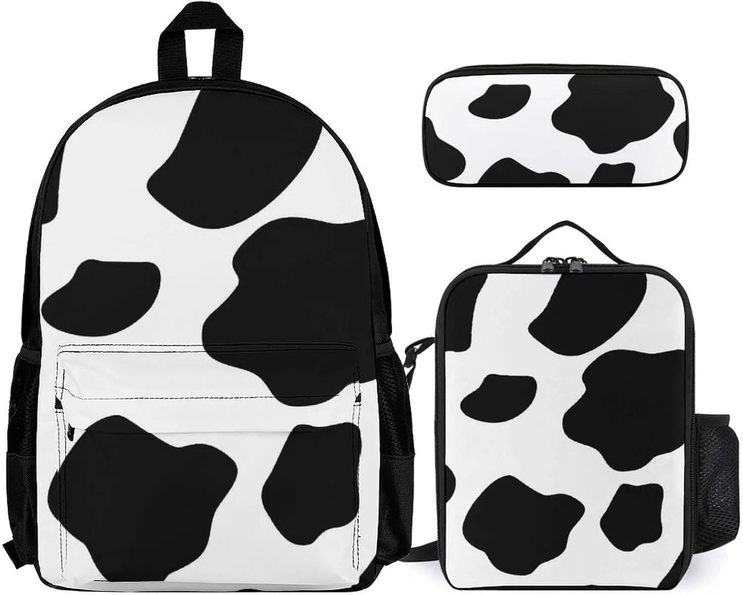 Cow Print Lightweight Pocket Backpack Crossbody Lunch Bag Set Unisex