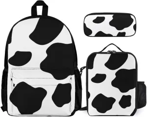Cow Print Lightweight Pocket Backpack Crossbody Lunch Bag Set Unisex