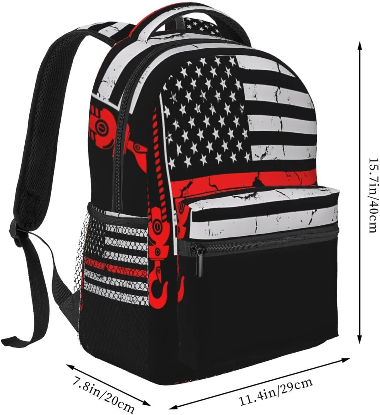 Crane Operator American Flag Backpack Casual Laptop Backpack Double Shoulder Bag Lightweight Backpack For Women Men Travel