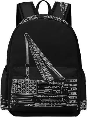Crane Operator American Flag Backpack Laptop Backpack Casual Daypack Lightweight Travel Backpacks with Adjustable Strap for Men Women