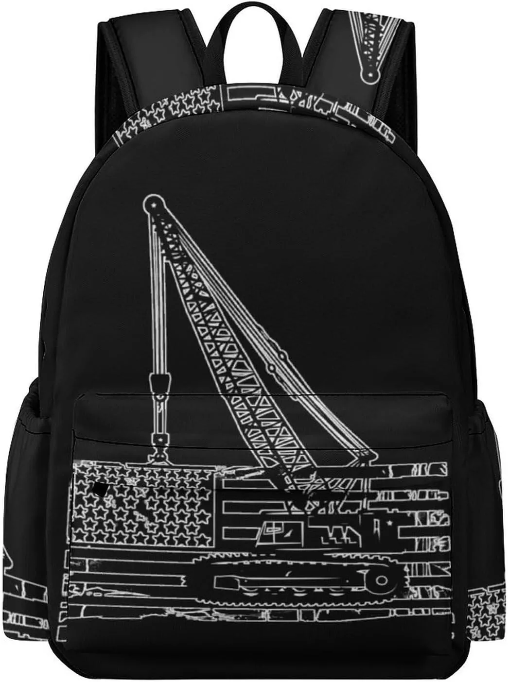 Crane Operator American Flag Backpack Laptop Backpack Casual Daypack Lightweight Travel Backpacks with Adjustable Strap for Men Women