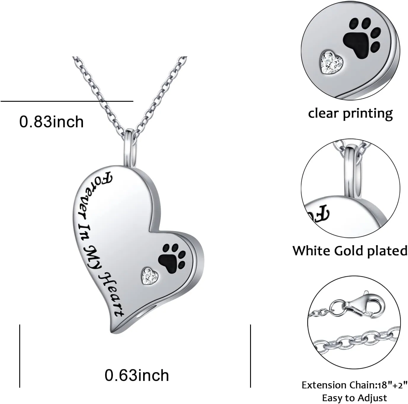 Cremation Urn Necklace for Ashes 925 Sterling Silver Dad Forever in My Heart Keepsake Memorial Pendant Waterproof Urn Jewelry for Women Men