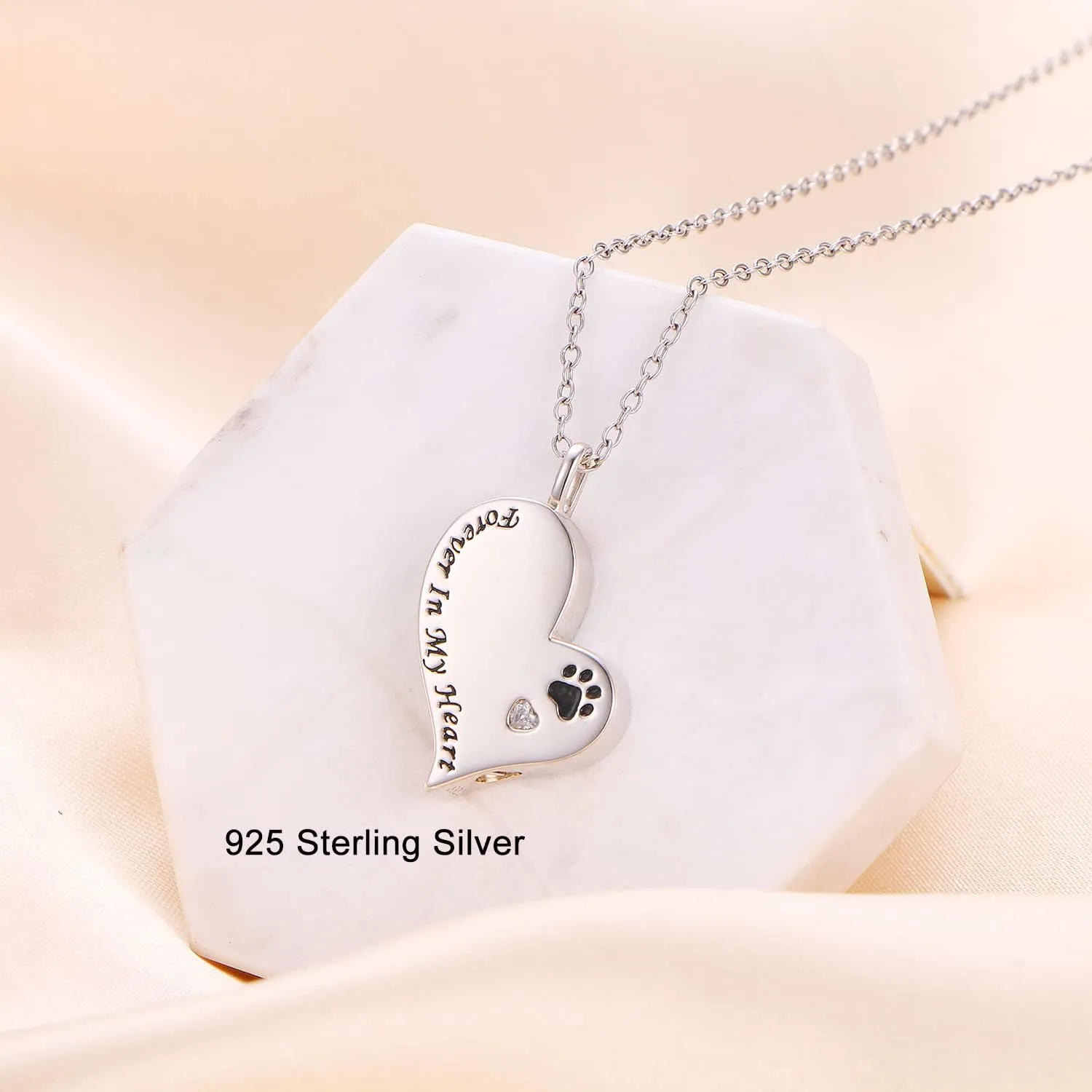 Cremation Urn Necklace for Ashes 925 Sterling Silver Dad Forever in My Heart Keepsake Memorial Pendant Waterproof Urn Jewelry for Women Men