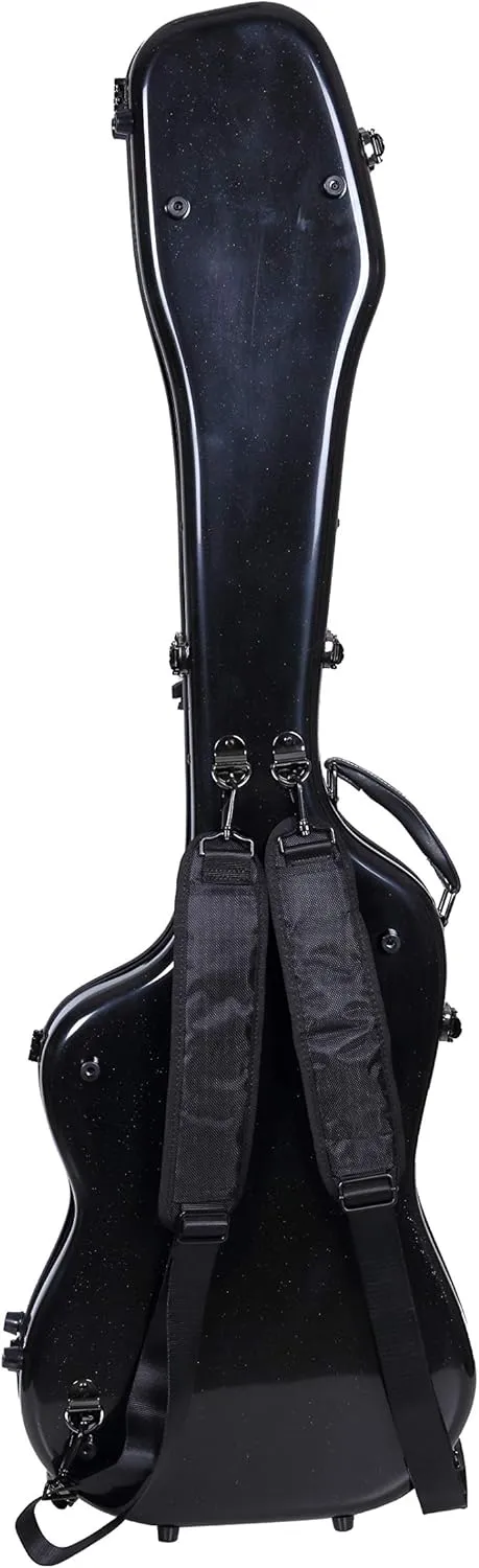 Crossrock Fiberglass Case fits for Precision Bass Style Guitars with removable shoulder straps-Black(CRF2021BBK)