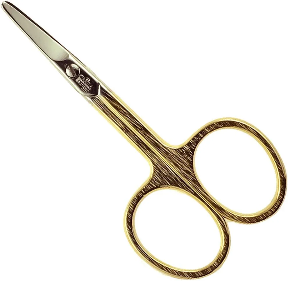 CS01 Safety Tip Baby Nail Scissors for Manicure and Pedicure, Hypoallergenic Gold Grooming Scissors for Toddler Nail Care, Made of Stainless Steel in Solingen, Germany