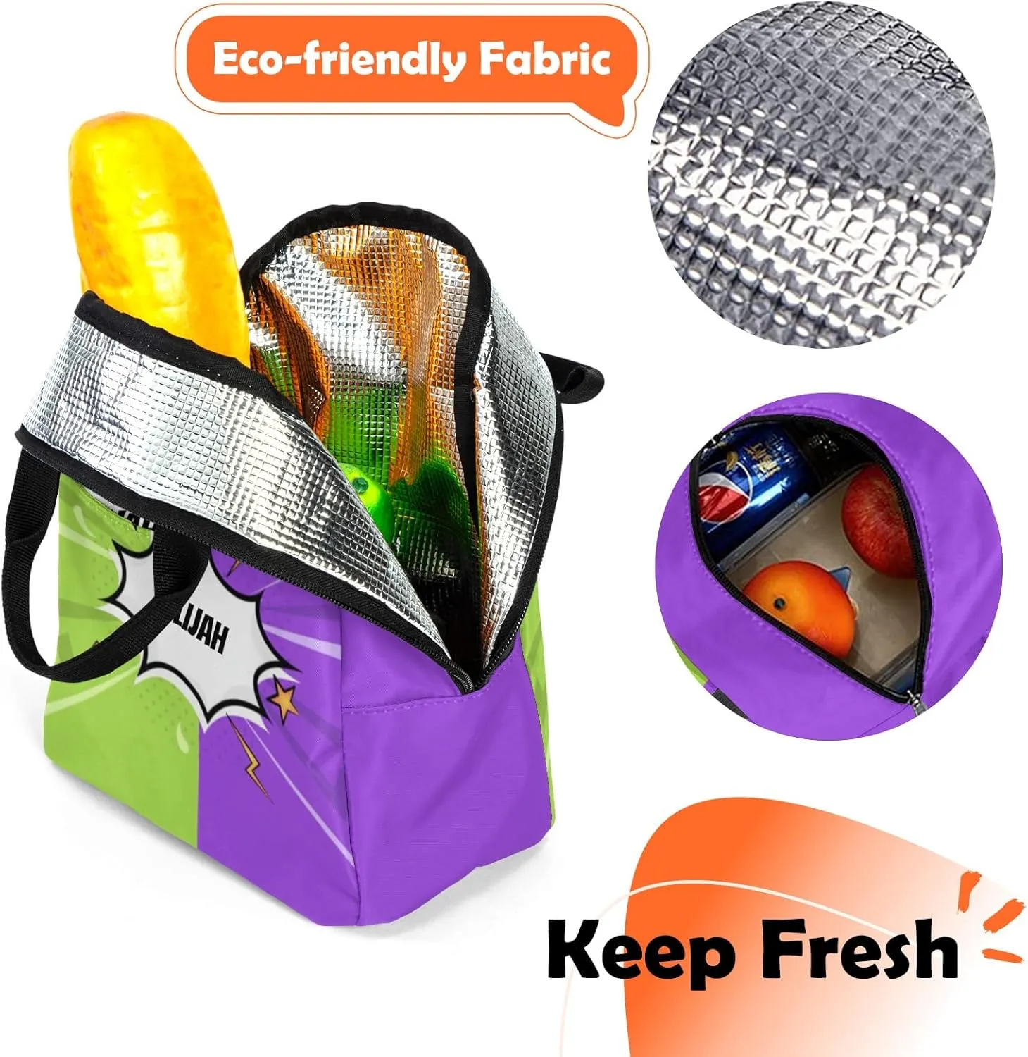 Custom Backpack for Boys, Lightweight Backpack Set with Lunch Bag and Pencil Case 3 pcs, Schoolbag for Elementary Junior High Students 6-8 10-12 14-16, Comic