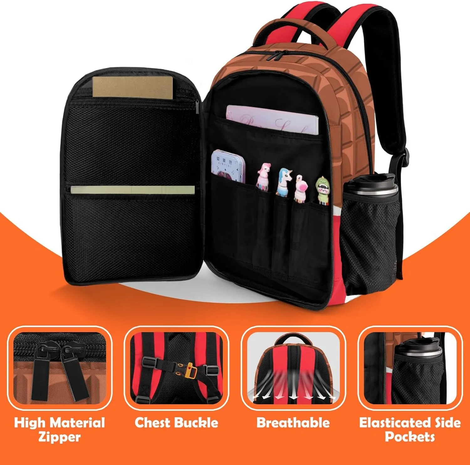 Custom Backpack for Girls, Lightweight Backpack Set with Lunch Bag and Pencil Case 3 pcs, Schoolbag for Elementary Junior High School Students 6-8 10-12 14-16