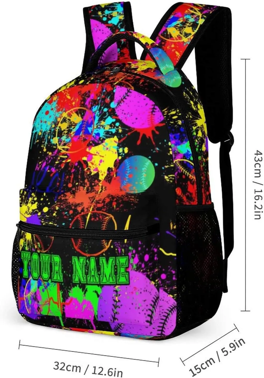 Custom Baseball Backpack with Lunch Box & Pencil Case for Kids Girls Boys School, 16 Inch Cool Baseball Bookbag, School Backpack for Students Children, sustainable, Lightweight, Large Capacity