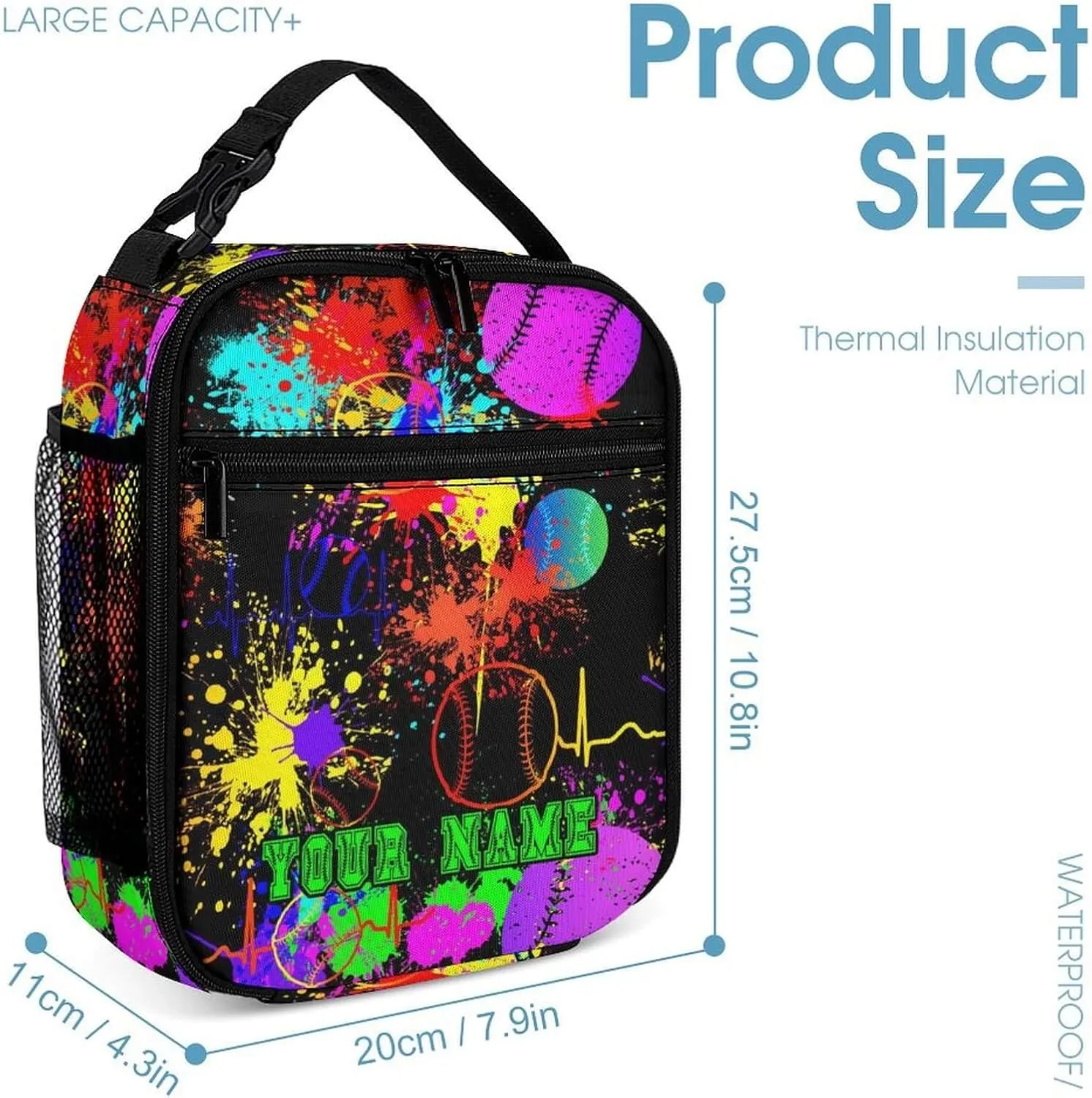 Custom Baseball Backpack with Lunch Box & Pencil Case for Kids Girls Boys School, 16 Inch Cool Baseball Bookbag, School Backpack for Students Children, sustainable, Lightweight, Large Capacity