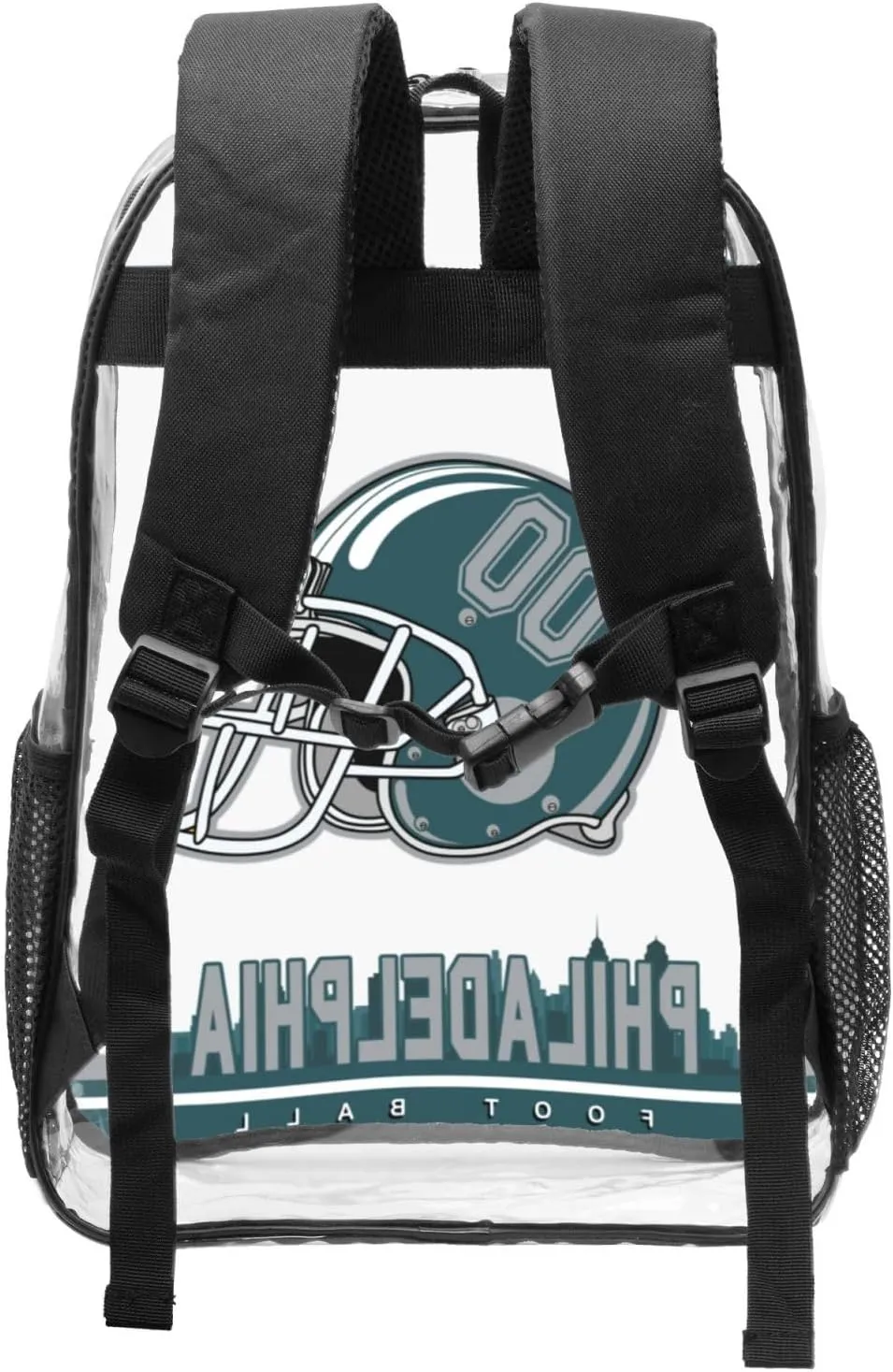 Custom Philadelphia Backpack Personalized Clear Backpack With Name And Number，Large Capacity Transparent Laptop Bag Football Style Casual Daypack Gifts For Men Women Fans