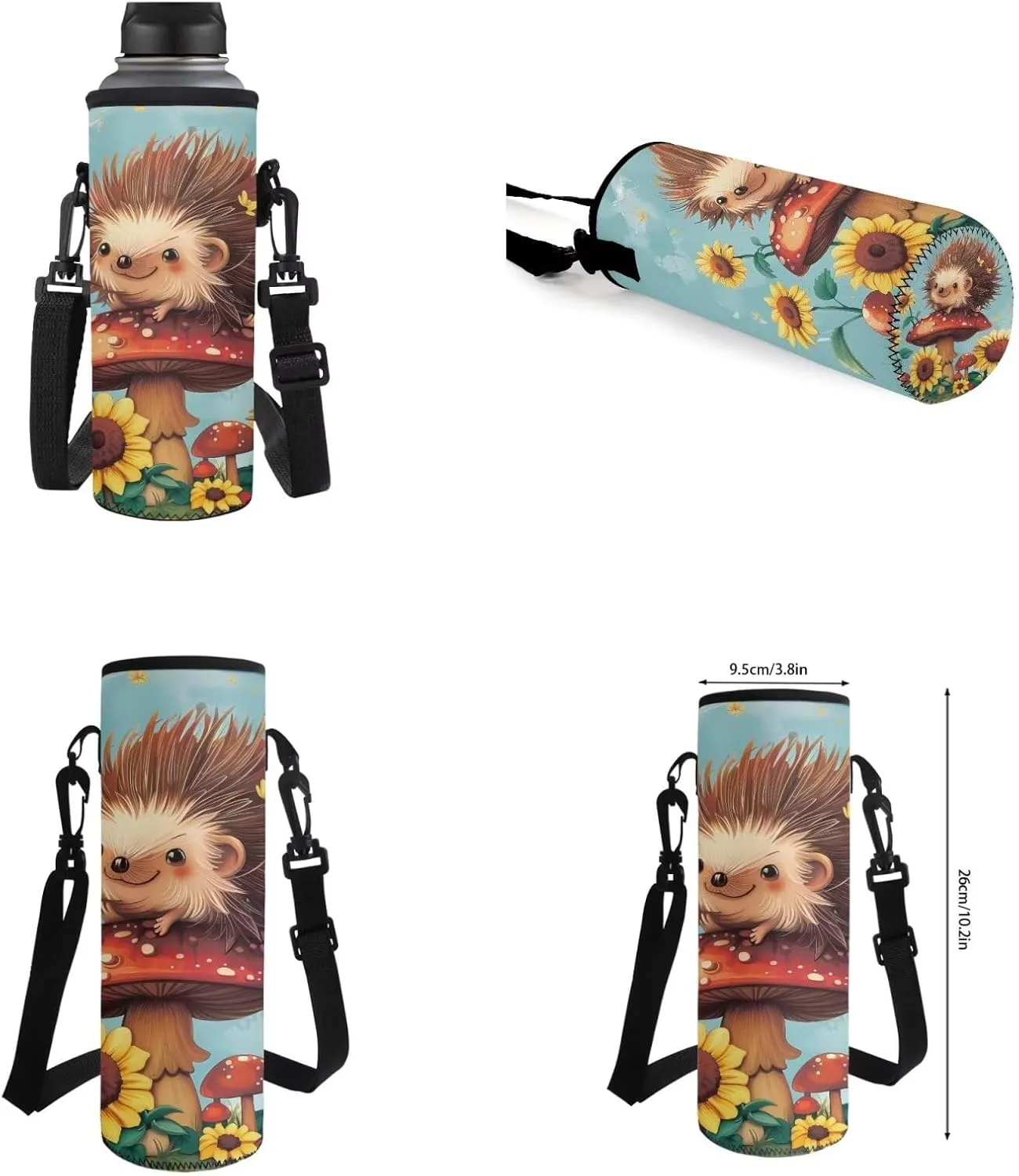 Cute Hedgehog Junior High School Bookbag for Girls Backpack and Lunch Bag Set with Pencil Case Rucksack for Teens Child Back To School 17 Inch Backpack 4Pcs Set Schoolbag
