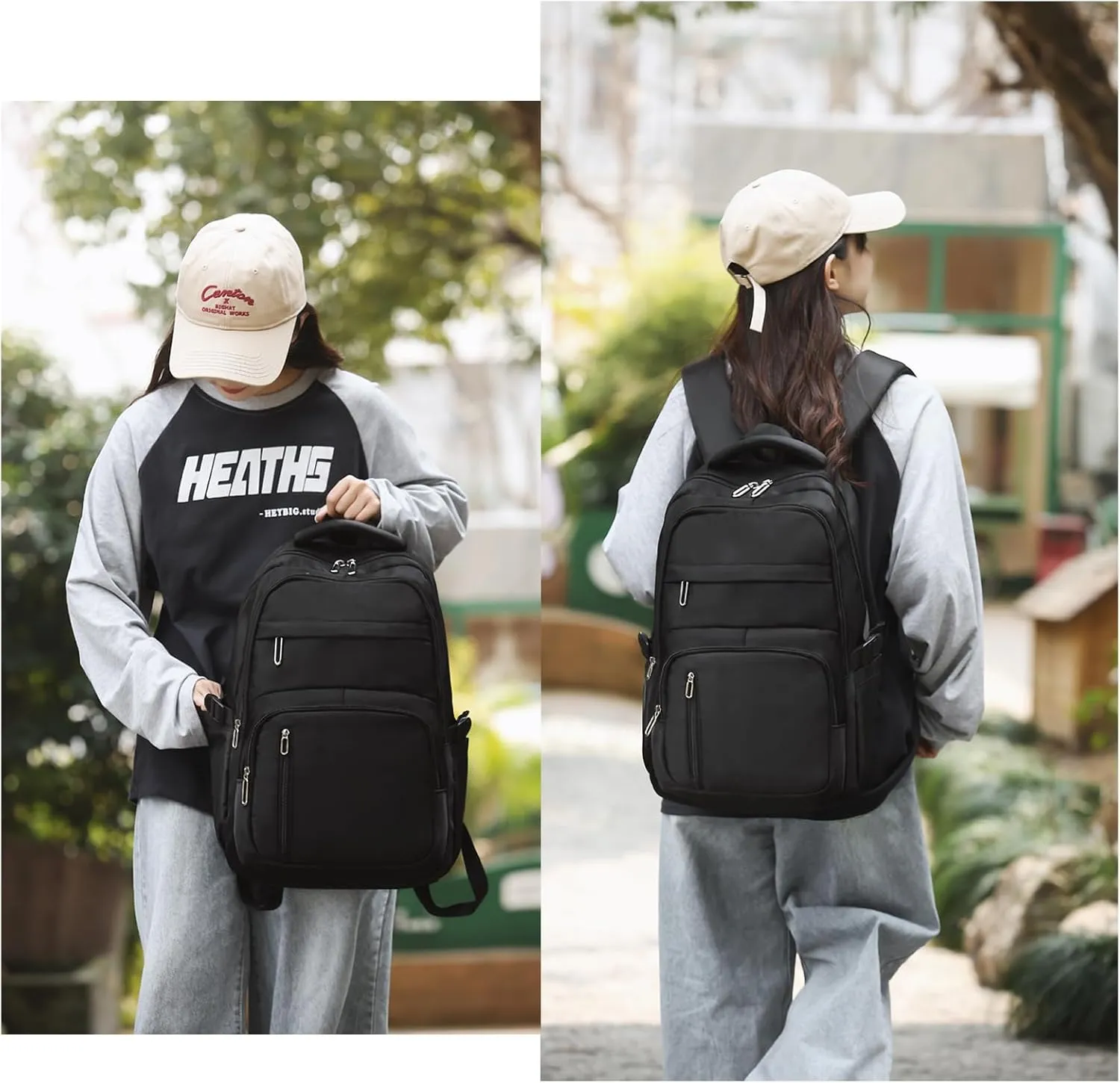 Cute School Backpack for Women Men Casual Travel Laptop Backpack Aesthetic Lightweight College Bookbags for Kids(Black)