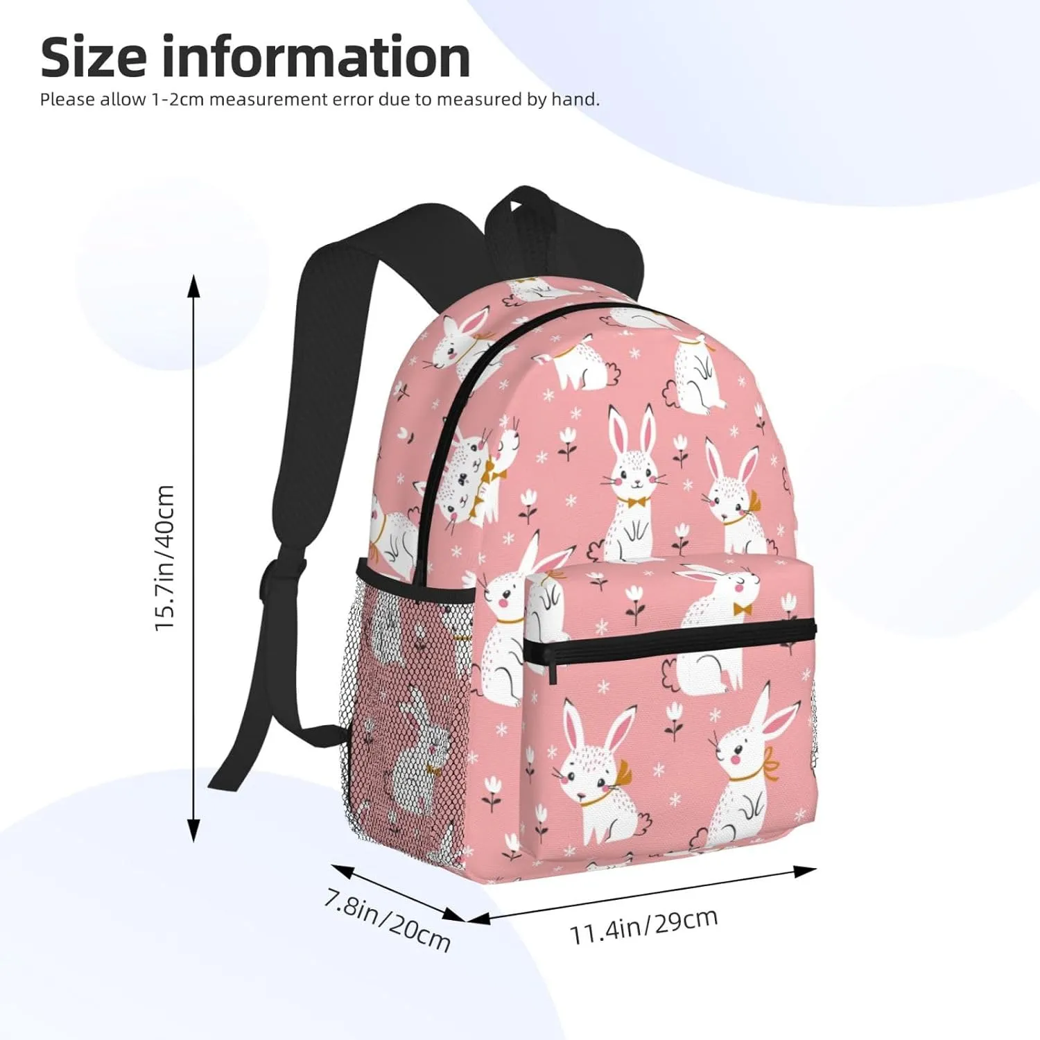 Cute White Rabbit Print Comfortable Backpack,Your Essential Casual Travel Bag For Outdoor Adventures