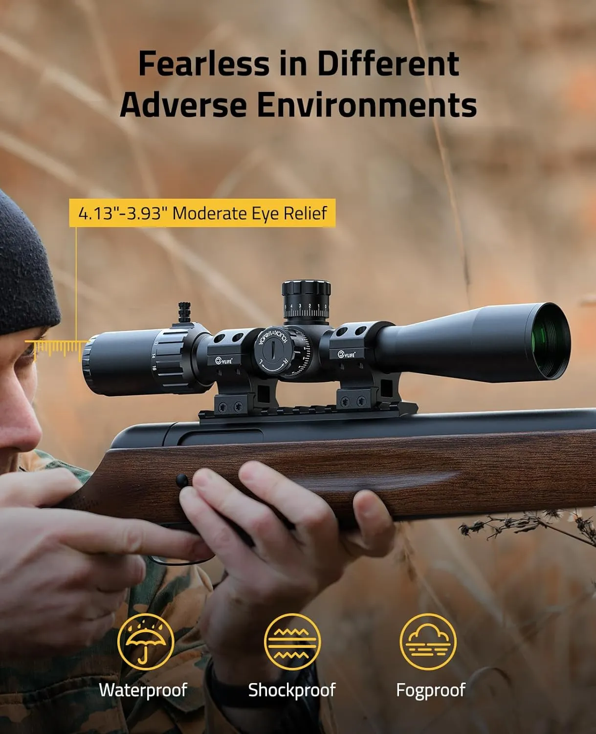 CVLIFE BearPower FFP Rifle Scope - First Focal Plane Scope with Illuminated Reticle, Zero Stop, Parallax Adjustment, Scope Rings - Long Range Riflecope for Hunting 30mm Tube