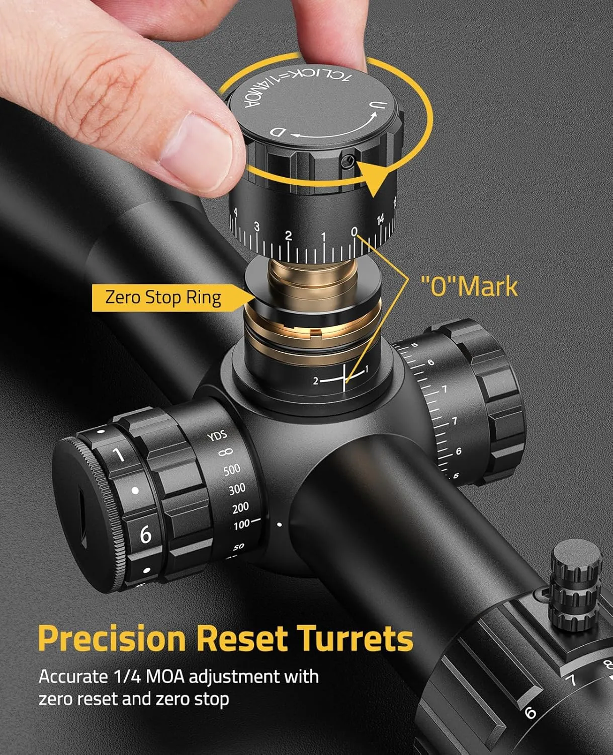 CVLIFE BearPower FFP Rifle Scope - First Focal Plane Scope with Illuminated Reticle, Zero Stop, Parallax Adjustment, Scope Rings - Long Range Riflecope for Hunting 30mm Tube