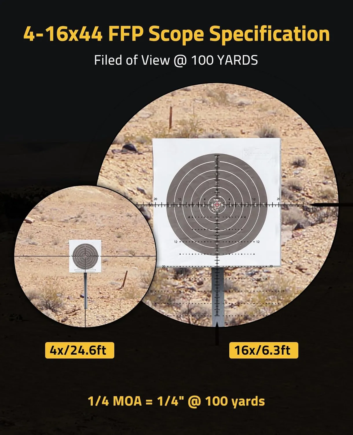 CVLIFE BearPower FFP Rifle Scope - First Focal Plane Scope with Illuminated Reticle, Zero Stop, Parallax Adjustment, Scope Rings - Long Range Riflecope for Hunting 30mm Tube