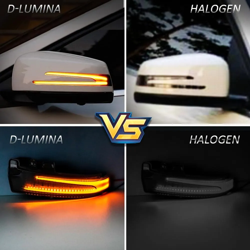 D-Lumina Dynamic LED Side Mirror Sequential Turn Signal Lights Smoked Lens for Merce-des Benz A/B/C/E/S/CLA/GLA/GLK/CLS Class W204 W176 W212 W246 W221 C250 C300 C350, Side Marker Blinkers Mirror Light
