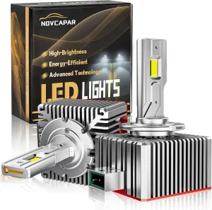 D3S D3R LED Bulbs, 24000LM  600% Brightness, 6500K Cool White, High & Low Beam, Plug & Play, Canbus Error Free, Fog Light Bulbs, Pack of 2