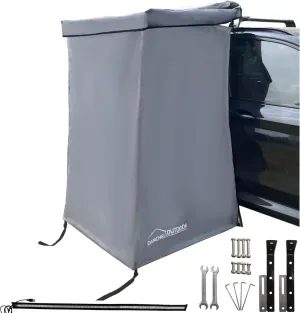 DANCHEL OUTDOOR Car Shower Tent, Portable Vehicle Roof Rack Shower 4 Enclosure w/LED Light, Portable Car Side Awning Temporary Changing Room Bathroom, 3.3ft x 3.3ft, Gray