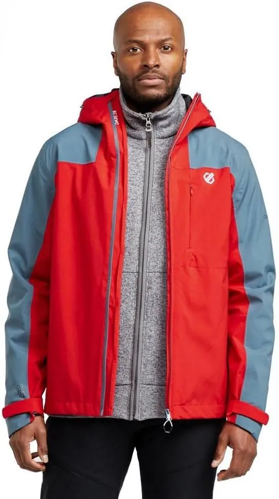 Dare 2b Mens The Jenson Button Edit - Diluent Recycled Waterproof Jacket (XL) (Danger Red/Orion Grey)