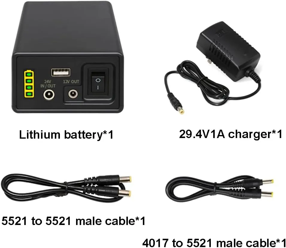 DC Lithium Rechargeable Battery 24V 28000mAh 30800mAh 35000mAh 44800mAh Large Capacity 12V Small Size 5V Backup Power Led Light Universal Battery with Power Display and USB