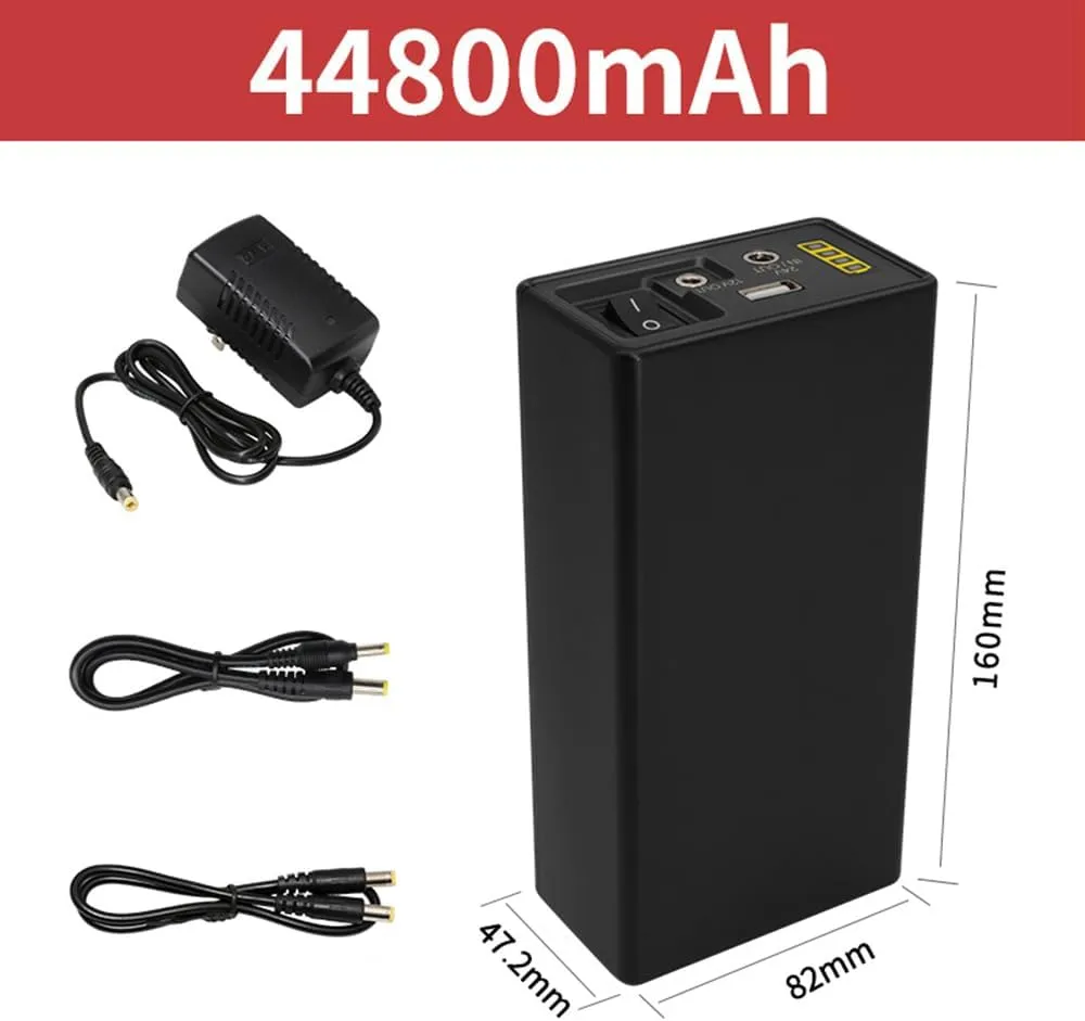 DC Lithium Rechargeable Battery 24V 28000mAh 30800mAh 35000mAh 44800mAh Large Capacity 12V Small Size 5V Backup Power Led Light Universal Battery with Power Display and USB