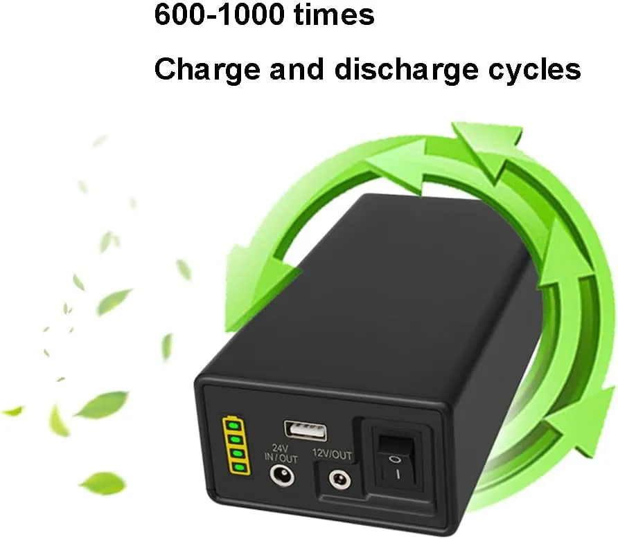 DC Lithium Rechargeable Battery 24V 28000mAh 30800mAh 35000mAh 44800mAh Large Capacity 12V Small Size 5V Backup Power Led Light Universal Battery with Power Display and USB
