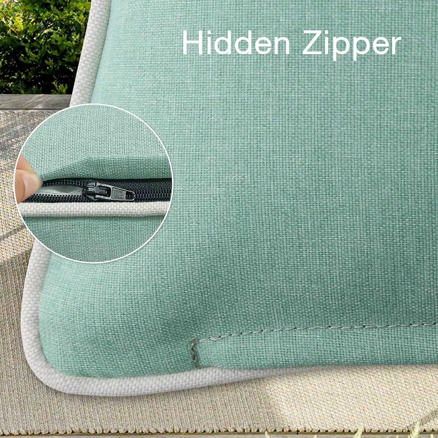 Decorative Outdoor Waterproof Throw Pillows with Inserts, Set of 4, 18" x18" Pillows for Patio, Backyard, Bed, Couch, and Patio Furniture, Aqua Green