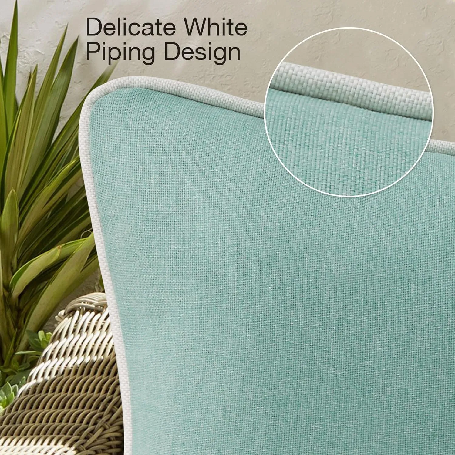 Decorative Outdoor Waterproof Throw Pillows with Inserts, Set of 4, 18" x18" Pillows for Patio, Backyard, Bed, Couch, and Patio Furniture, Aqua Green