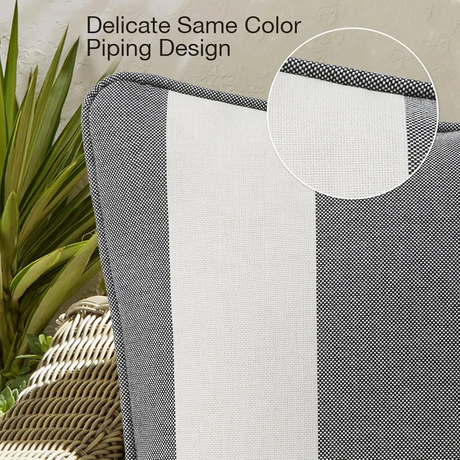 Decorative Outdoor Waterproof Throw Pillows with Inserts, Set of 4, 18" x18" Pillows for Patio, Backyard, Bed, Couch, and Patio Furniture, Gray Stripe