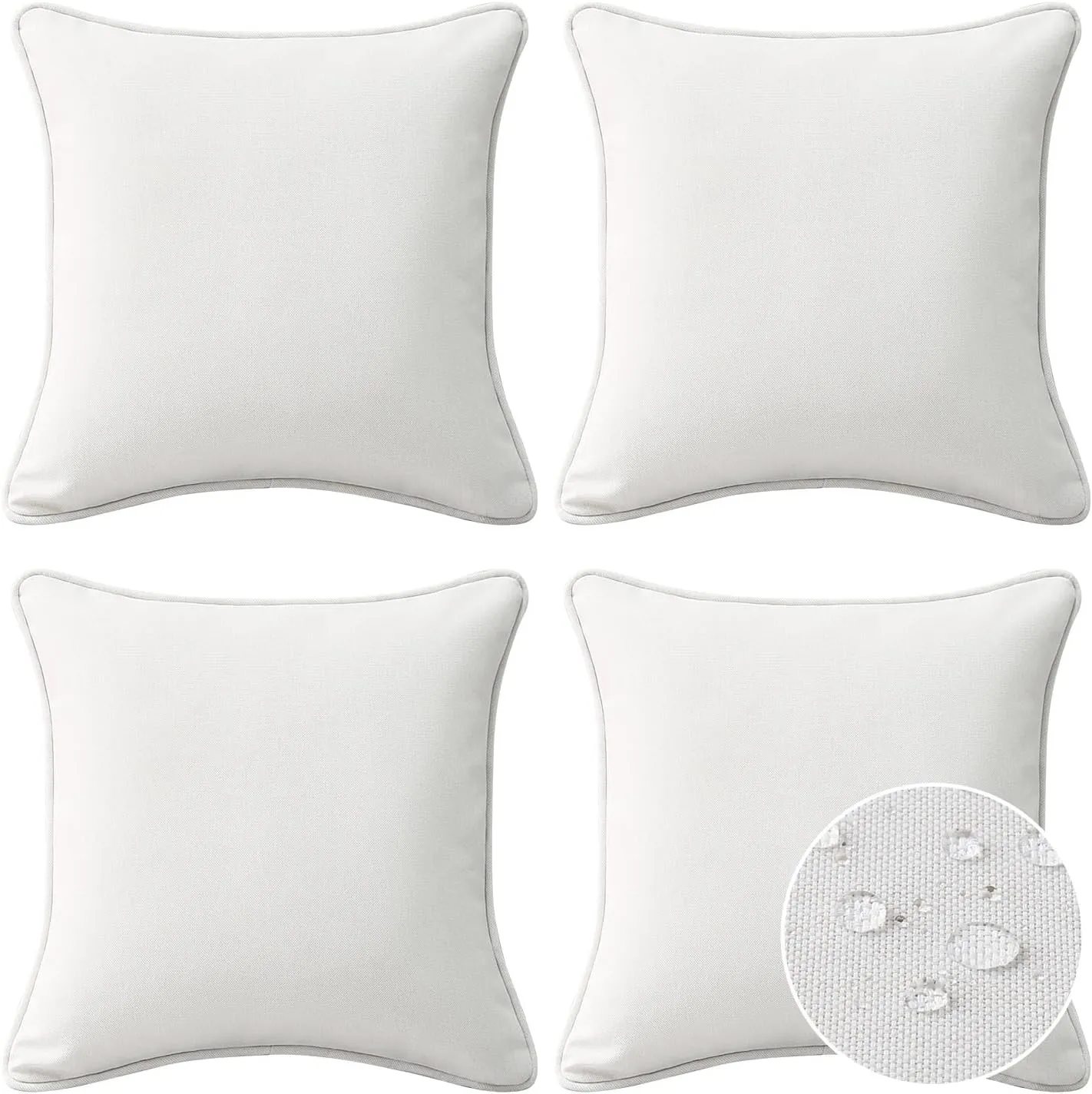 Decorative Outdoor Waterproof Throw Pillows with Inserts, Set of 4, 18" x18" Pillows for Patio, Backyard, Bed, Couch, and Patio Furniture, Linen