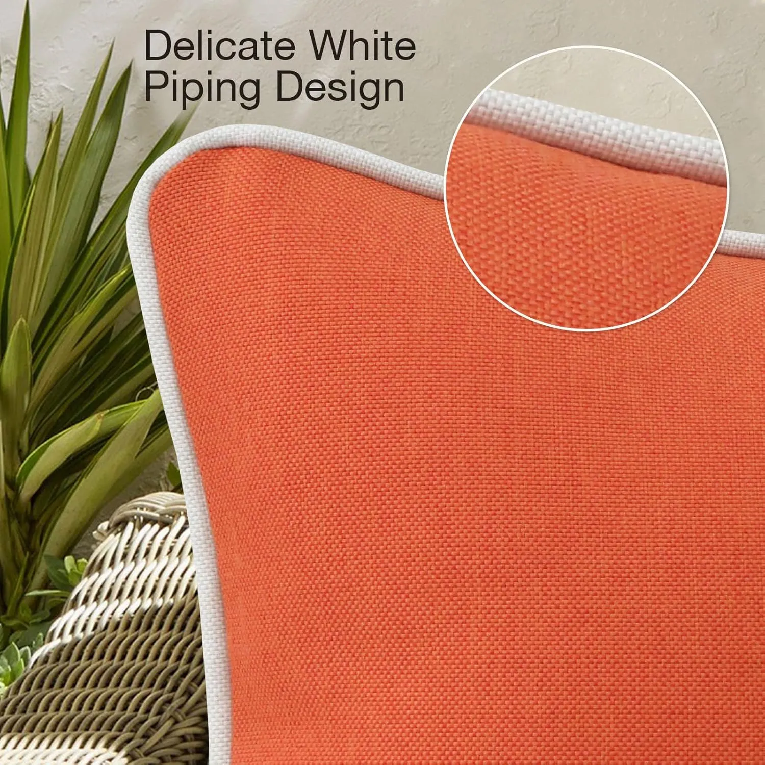 Decorative Outdoor Waterproof Throw Pillows with Inserts, Set of 4, 20" x12" Pillows for Patio, Backyard, Bed, Couch, and Patio Furniture, Coral Orange