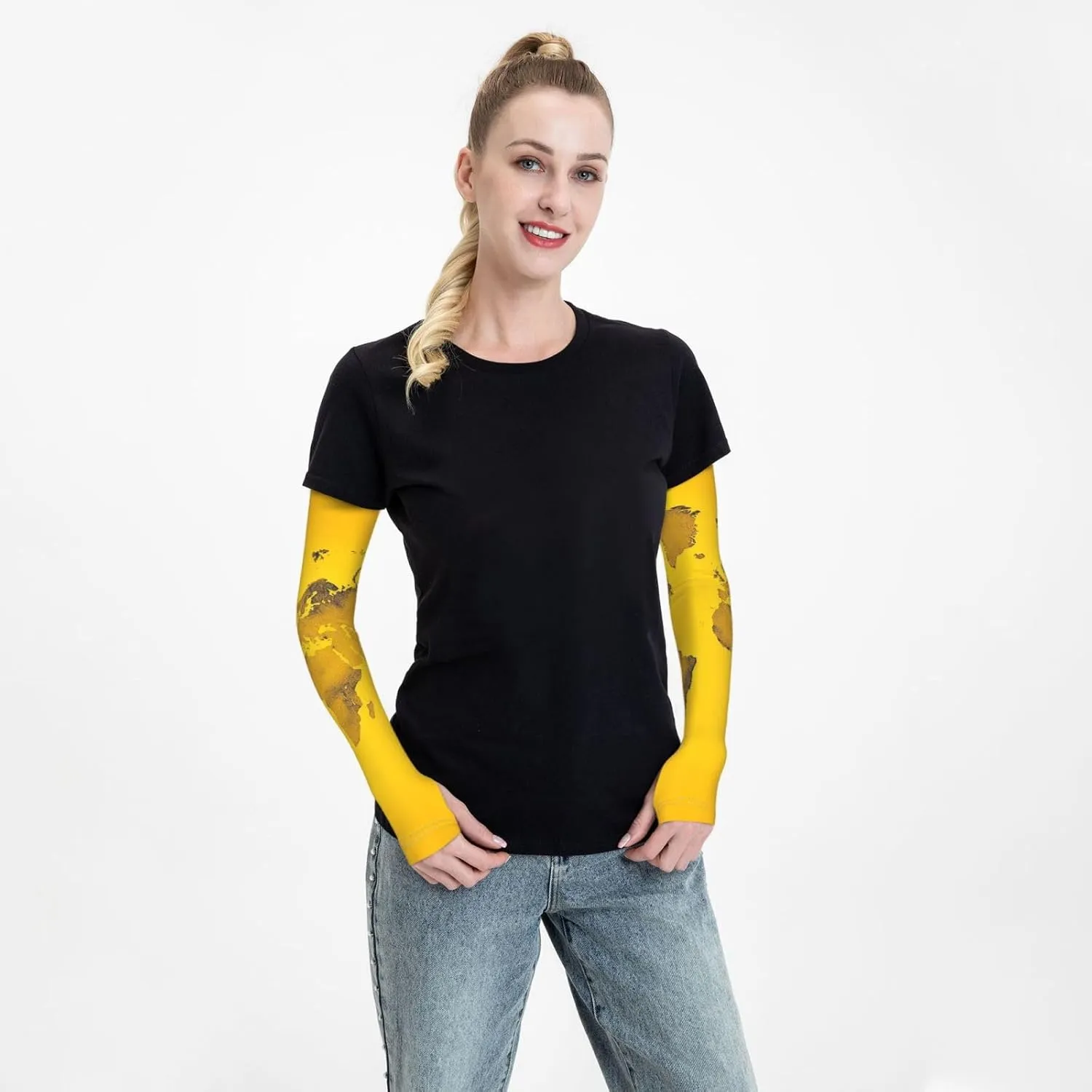 Deer wearing flowers Arm Sleeves for Men Women Cooling Sleeves Compression Arm Sleeve UV Blocking Protection Sleeve