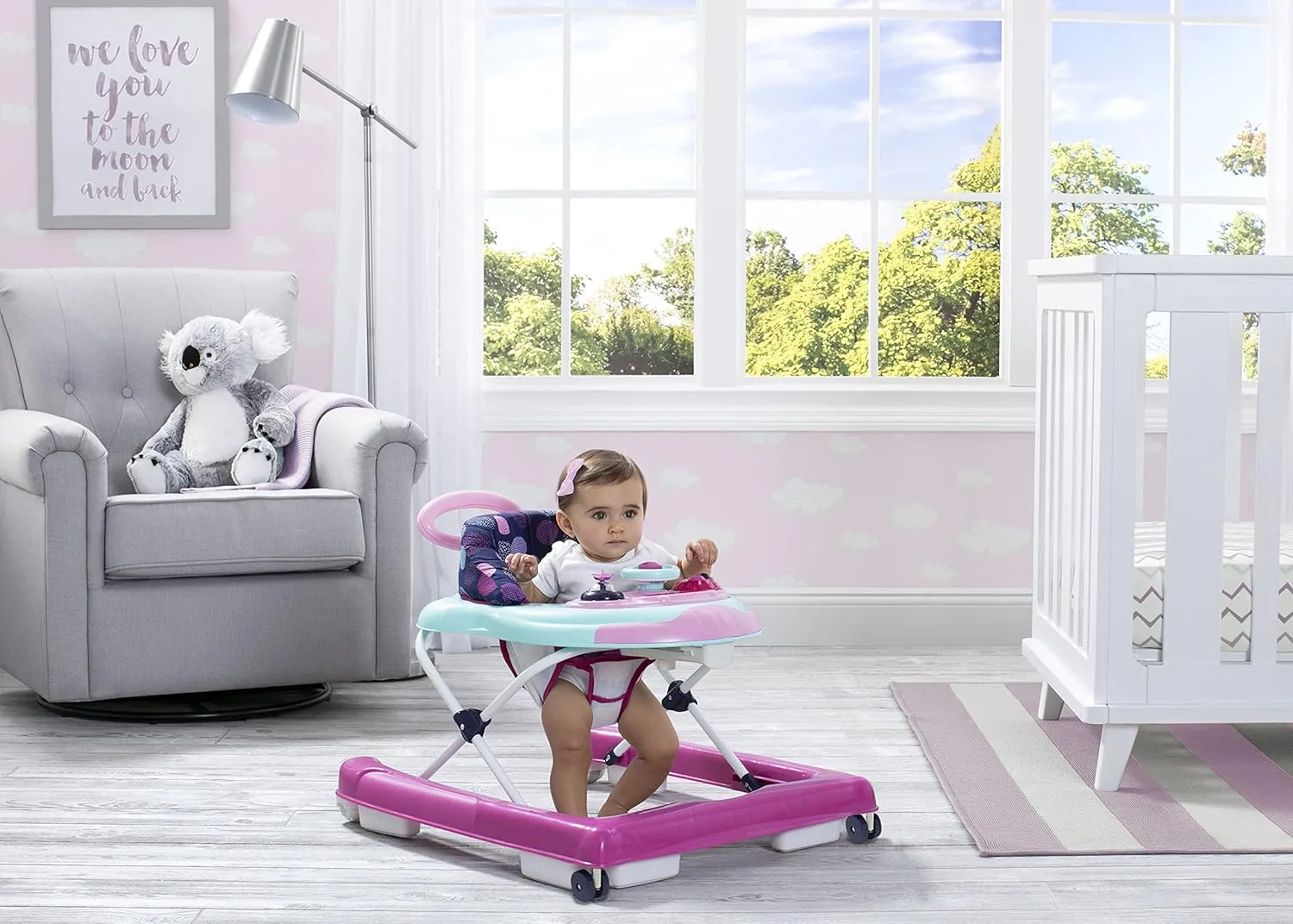 Delta Children First Exploration 2-in-1 Activity Walker - with Music, Removable Play Tray, Push Walker Mode, Machine-Washable, Orbit