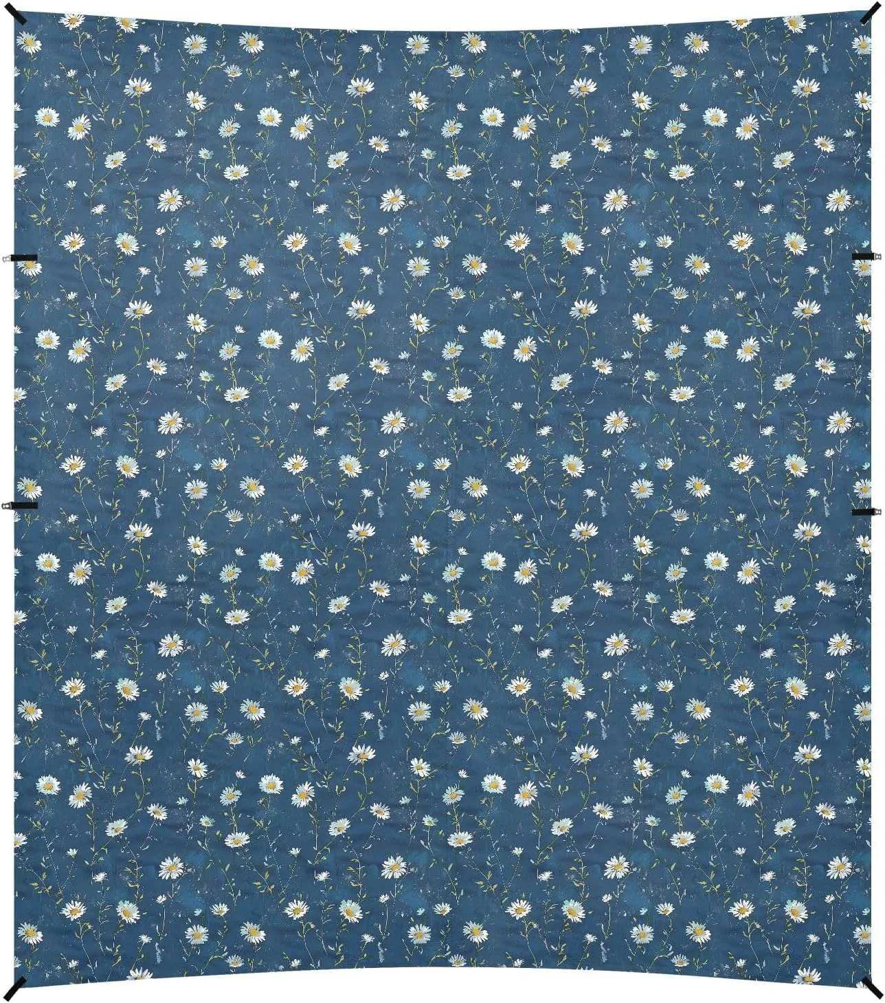 Denim Blue Little Flowers Foldable Beach Cabana UPF50 Easy Setup Portable Sun Shelter with Sandbags, Sand Shovel, Poles for Camping, Picnics, Backyard & Fishing