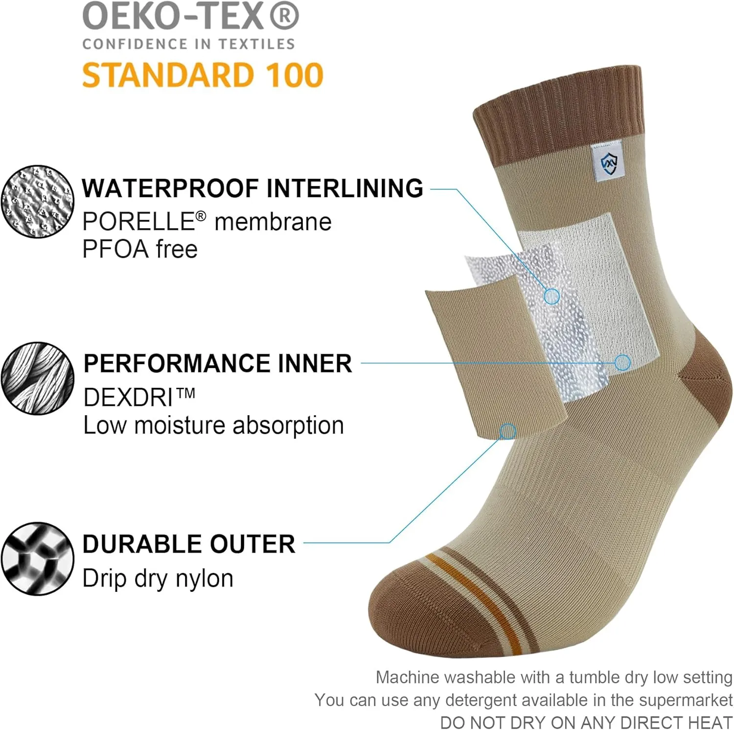 DexShell Waterproof Socks for Men & Women, Ultralite for Hiking Walking Outdoor Activities in Cold Wet Weather, Unisex Ankle