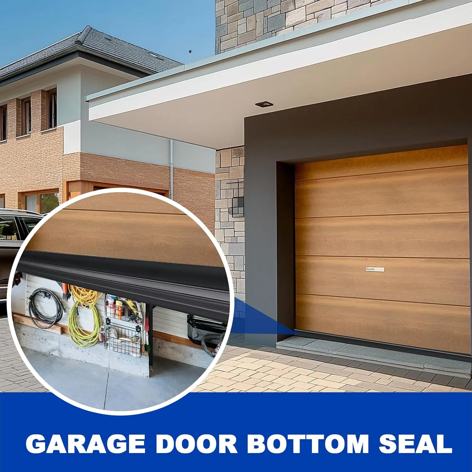 DGSL Garage Door Seals Bottom Rubber Weather Stripping Kit Seal Strip Replacement,Universal Weatherproof Threshold Buffering Sealing Rubber 5/16 inch T Ends, 3 3/4 Inch Width (10 Ft, Black)
