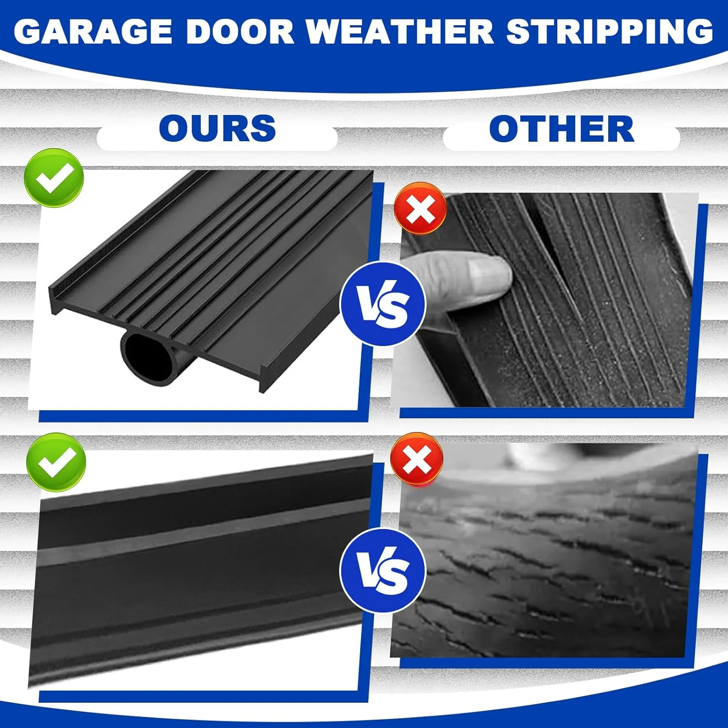 DGSL Garage Door Seals Bottom Rubber Weather Stripping Kit Seal Strip Replacement,Universal Weatherproof Threshold Buffering Sealing Rubber 5/16 inch T Ends, 3 3/4 Inch Width (10 Ft, Black)