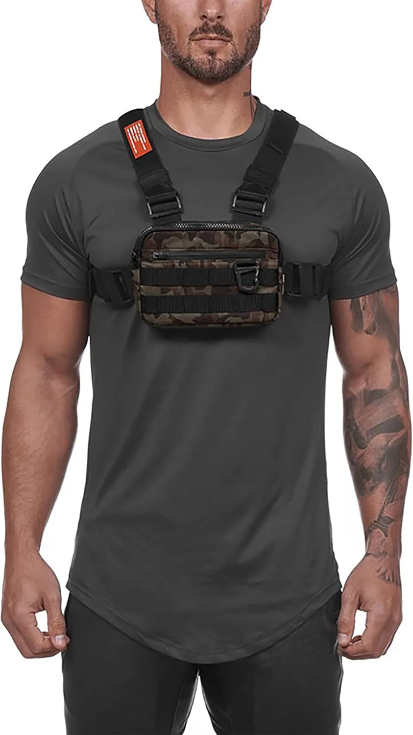 DIOTSR Running Chest Pack, Lightweight Chest Bag for Workout, Running Tactical Backpack with Extra Phone Holder