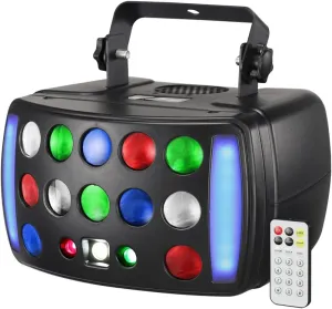 DJ Light Party Light, Olaalite Stage Light 4-in-1 with RGBW Derby Beam, Led Strobe, Red Green Starry and Marquee Effect Light, Perfect for Wedding Bar Club Disco Party Festival Stage & DJ Lighting