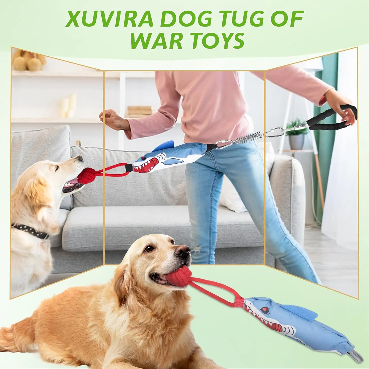 Dog Tug of War Toy for Small to Medium Dogs - Sturdy and Durable Cotton Rope with Non-Slip Handle, Safe Chew Toy for Indoor/Outdoor Play for Puppies, 100% Cotton Teeth Cleaning