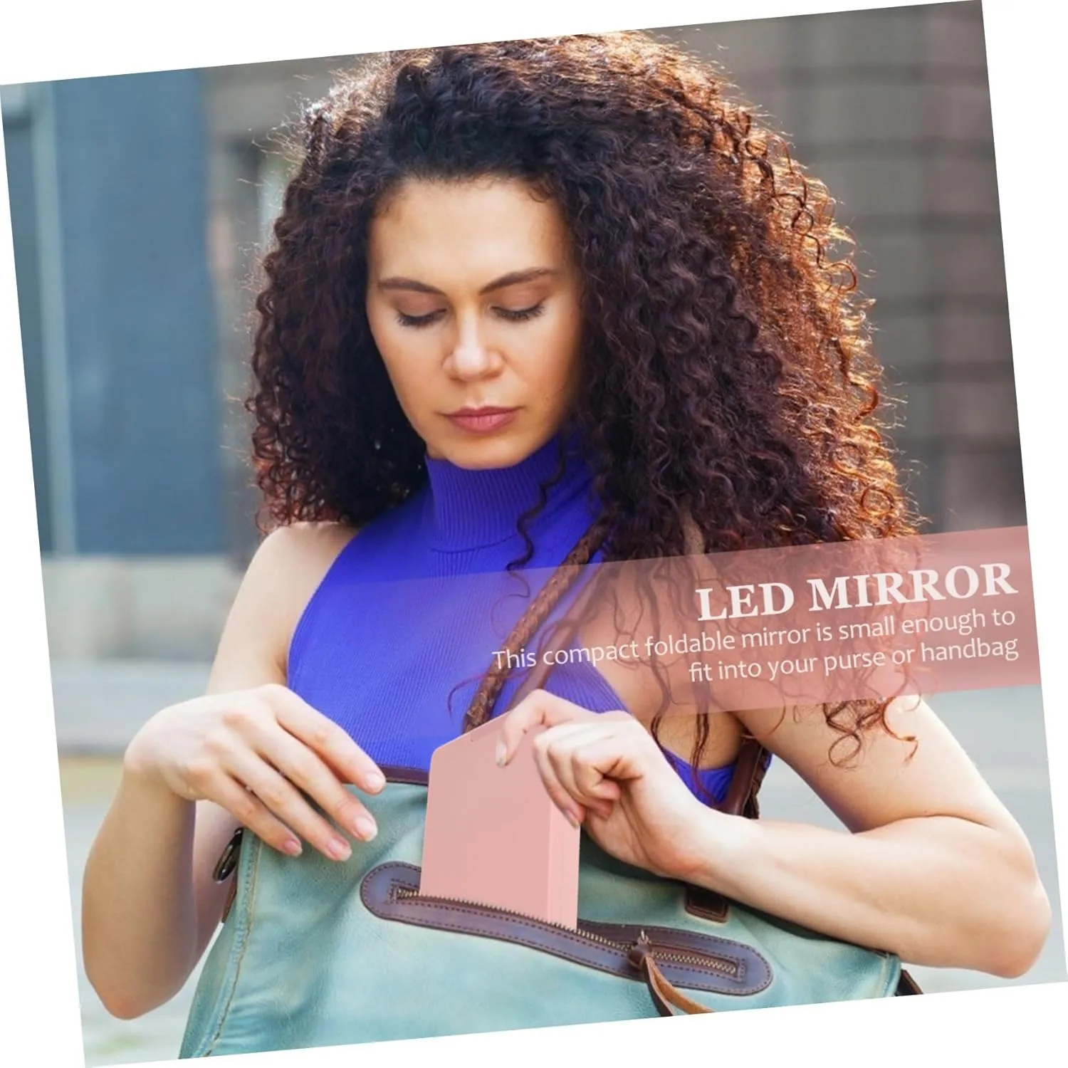 DOITOOL 5pcs Led Lighted Folding Travel Makeup Mirror with Brush Storage Compact Vanity Mirror for Convenient Eye Makeup Portable and Chic Design